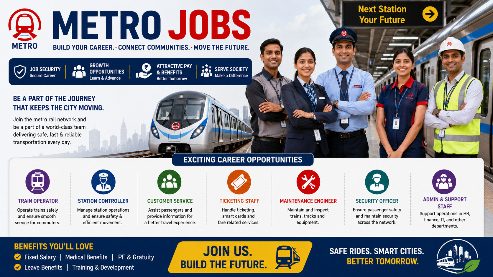 Metro Jobs 2026: Station Controller, Driver, Technician, Manager & Other Vacancies